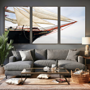 Sailboat Wall Art Canvas Print, Vintage Ship Bow Framed