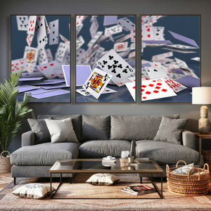 Playing Cards Canvas Wall Art | Casino Game Room Decor,
