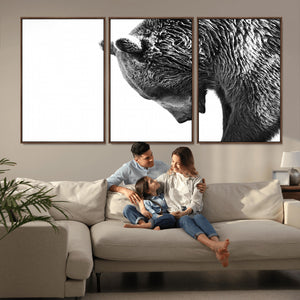 Black and White Grizzly 399 Bear Canvas Print Wall Art |