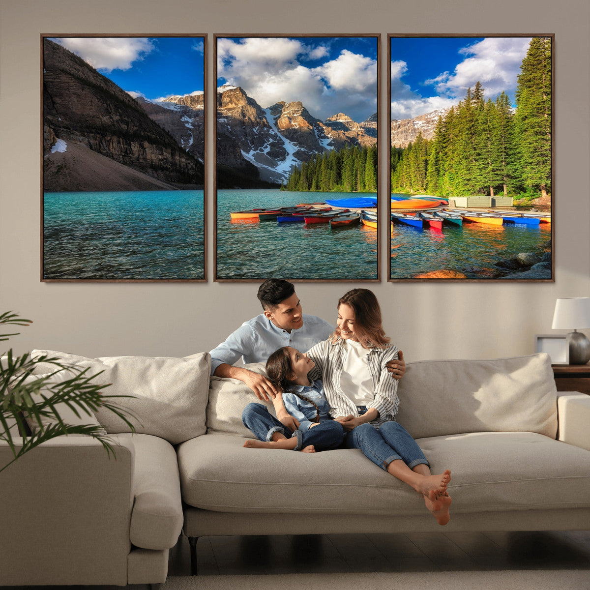 Moraine Lake 3-Panel Wall Art, Majestic Mountain and Lake