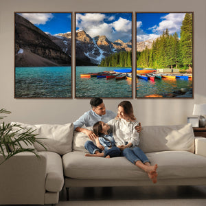 Moraine Lake 3-Panel Wall Art, Majestic Mountain and Lake