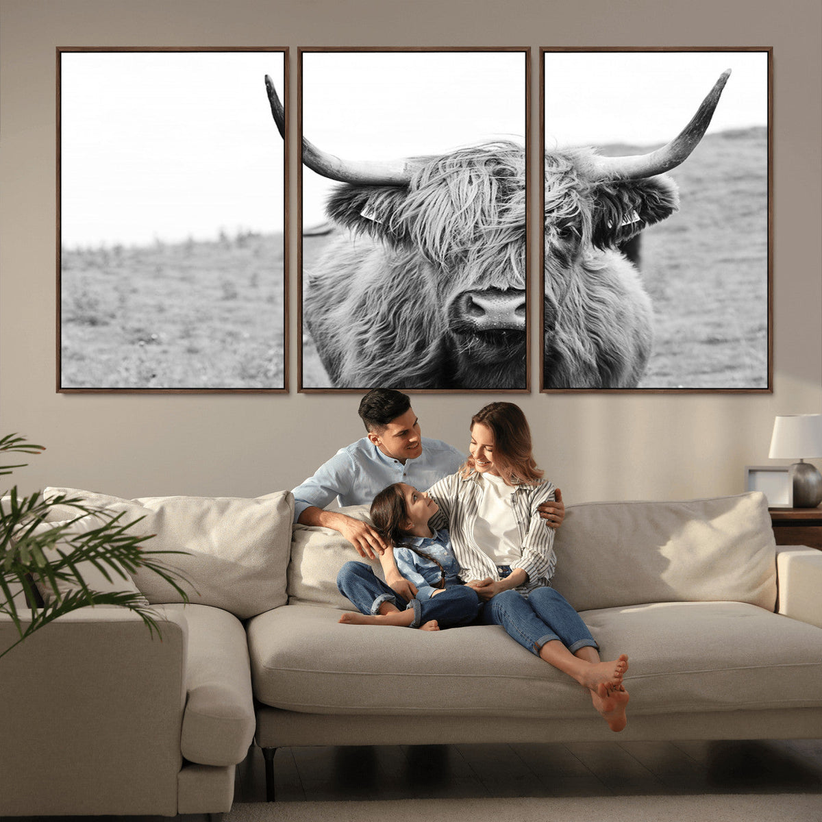 Newfoundland Cow Art Wall Art, Black White Cow Art Wall Art