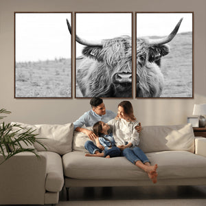 Newfoundland Cow Art Wall Art, Black White Cow Art Wall Art