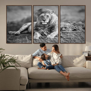 King Forest Lion Wall Art Canvas Print – Framed Majestic