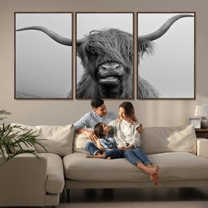 Texas Cow Wall Art Canvas, Texas Longhorn Cattle Canvas