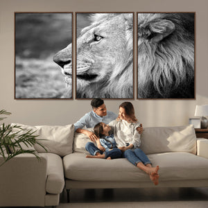Lion Wall Art Canvas Print – Framed Majestic Wildlife