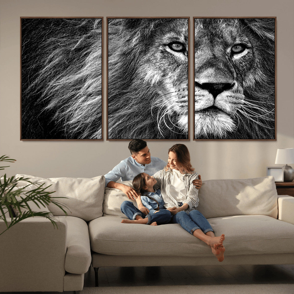 Black and White Lion Canvas Wall Art Print – Wildlife