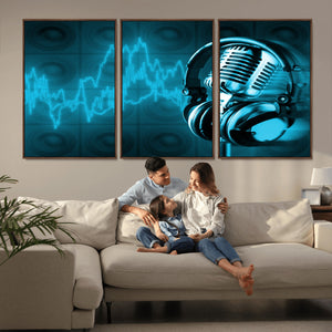 Music and Microphone Wall Art Canvas Print