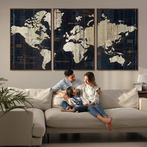 World Map Canvas Print – Detailed Map of the World Wall Art