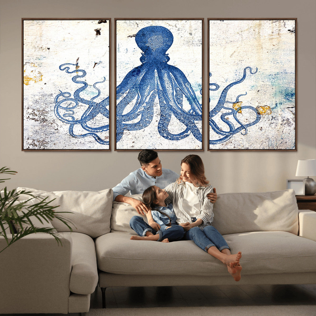 Octopus Canvas Wall Art | Coastal Marine Life Artwork for