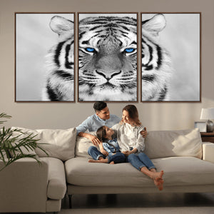 Black and White Tiger Wall Art Animal Canvas Print