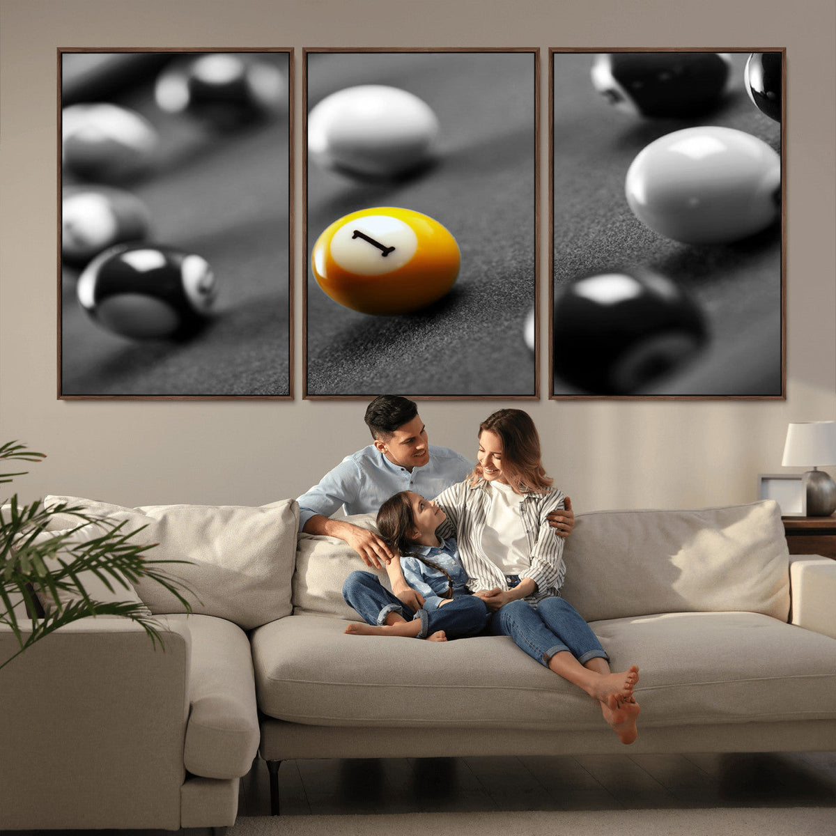 Wall Art Pool Table and Balls Canvas Print