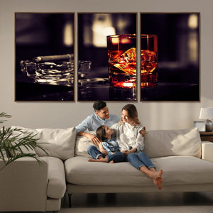 Whiskey and Cigar Canvas – Luxurious Wall Art for Home or