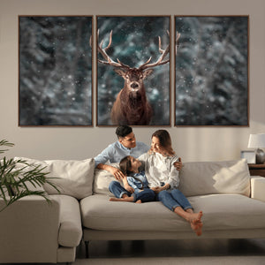 Wall Art Deer Art Animal Canvas, Framed Wall Art Deer Canvas
