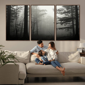 Misty Forest Wall Art Premium Canvas Print a Foggy and