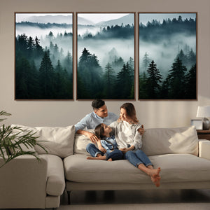Captivating Misty Forest Wall Art Canvas, Premium Canvas