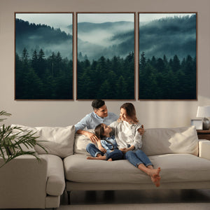 Captivating Misty Forest Wall Art Premium Canvas Print,