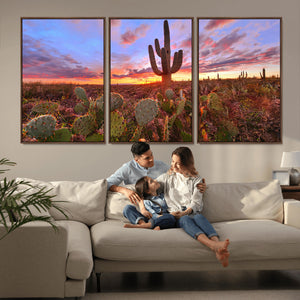 Arizona Desert Wall Art Canvas Print - Framed Deser Sunset