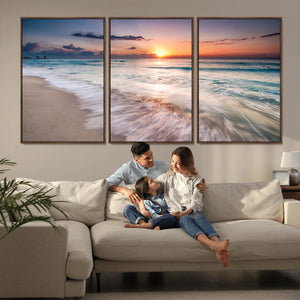 Sunset Beach Wall Art – Soothing Coastal Landscape, Ready to