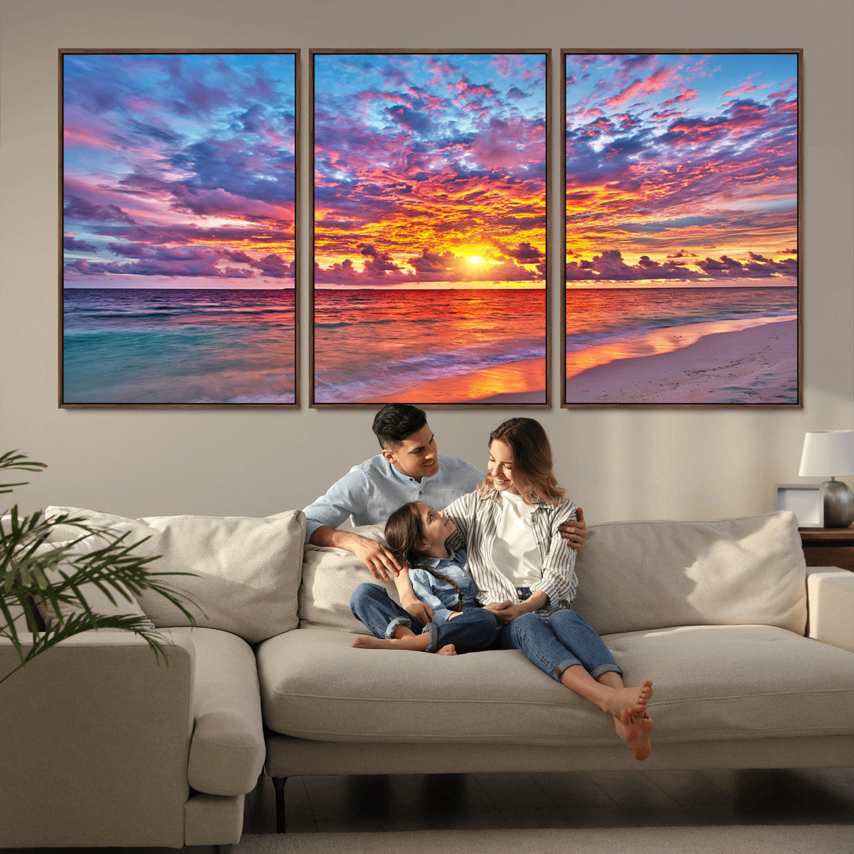 Vibrant Sunset Beach Wall Art - Ocean Sunset Canvas Print |