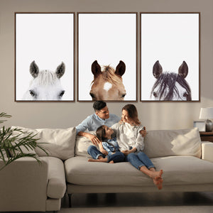 Horse Prints Set, Set of 3 Horse Wall Art, Horses Portraits,