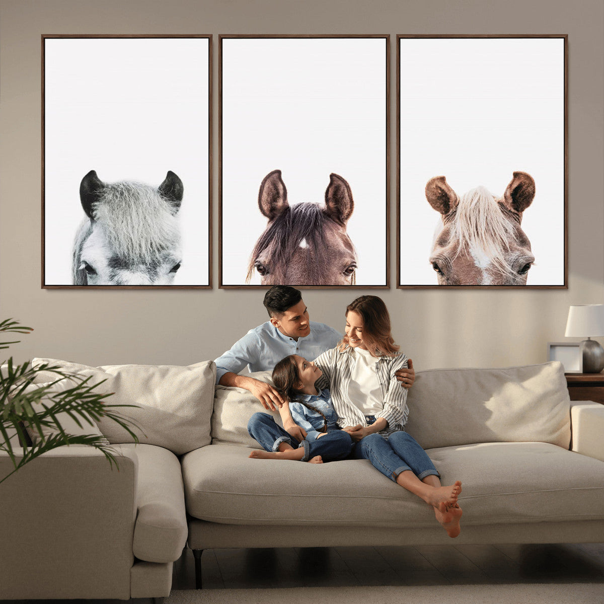 Horse Wall Art - Minimalist Horse Triptych Wall Art – Modern