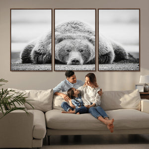 Resting Grizzly Bear Wall Art Canvas Print – Majestic Lazy