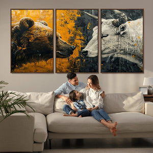 Bear and Bull Wall Art Canvas Print – Abstract Animal