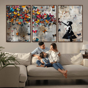 Banksy Wall Art - Banksy Girl and Butterfly Explosion Wall