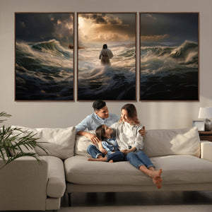 Jesus Walking on Water Wall Art Canvas Print - Religious