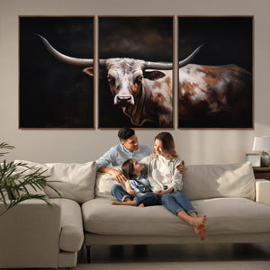 Texas Longhorn Wall Art Canvas Print | Western Ranch Decor |