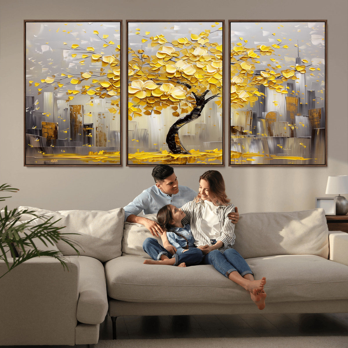 Golden Tree Canvas Print | Abstract Wall Art for Modern