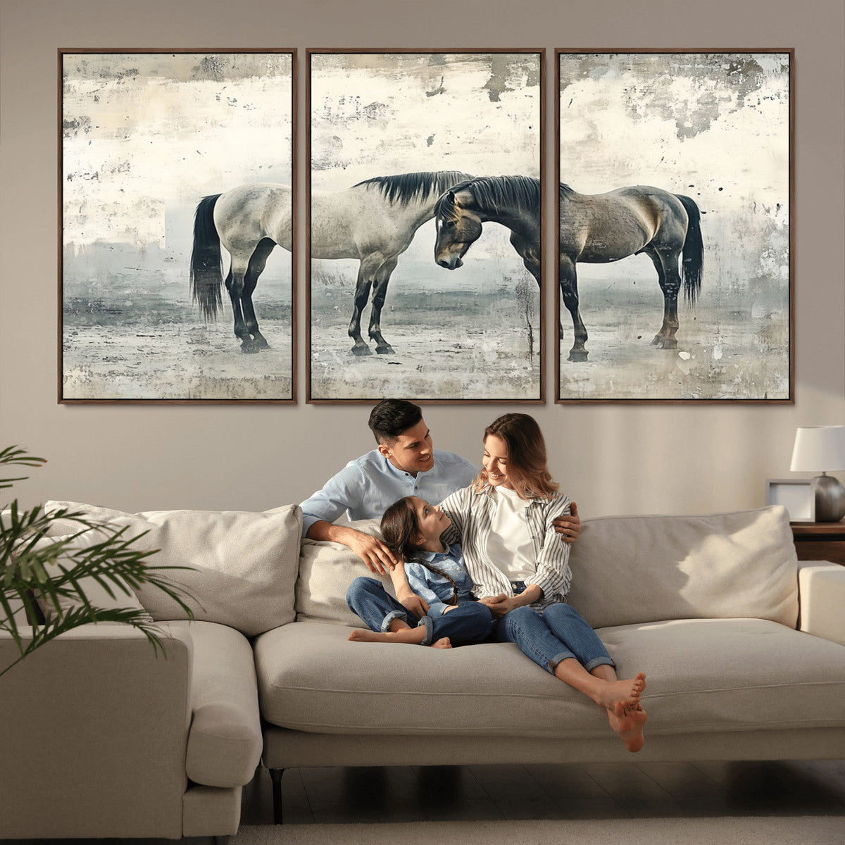Chines Style Majestic Horses Wall Art | Ready to Hang and