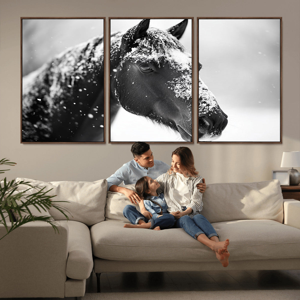 Horse Canvas Print - Winter Horse Snow Wall Art Canvas Print