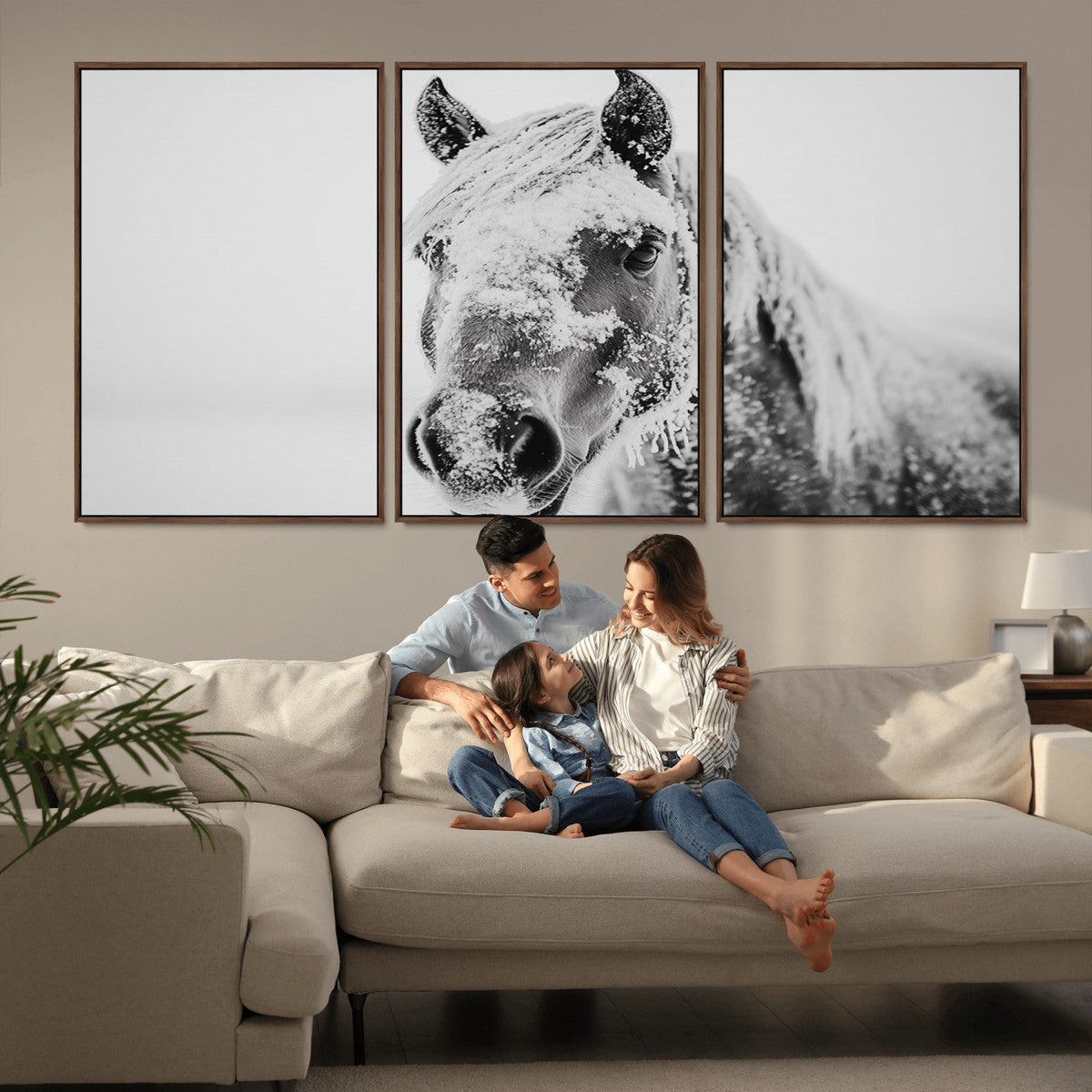 White Horse Wall Art | Ready to Hang and Framed | Winter