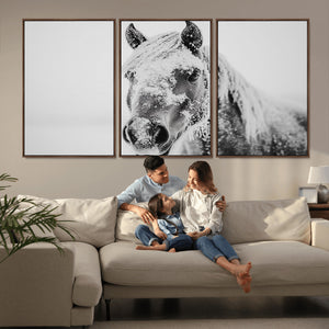White Horse Wall Art | Ready to Hang and Framed | Winter