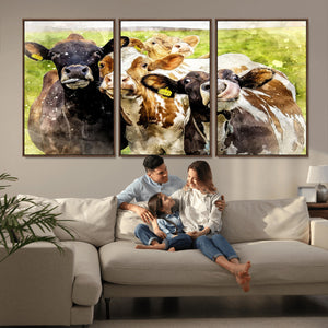 Curious Cows Farmhouse Wall Art | Ready to Hang and Framed