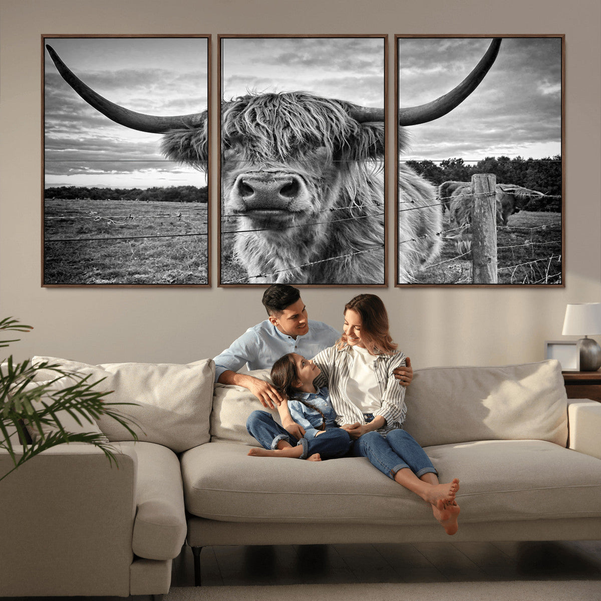 Scottish Highland Cow Wall Art Canvas Print | Ready to Hang