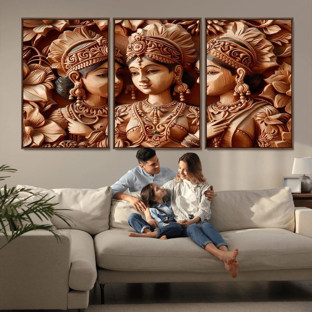 Indian Woman Statue Wall Art Canvas Print