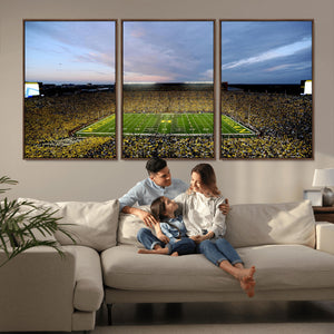 Michigan Stadium Wall Art Canvas Print, Vibrant Game Day