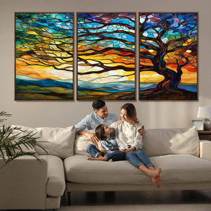 Vibrant Mosaic Tree of Life Wall Art | Stained Glass Style