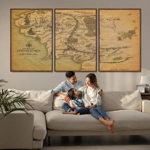 Middle Earth Map Canvas Wall Art – Vintage Fantasy Map