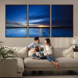 Blue Sunset Ocean Canvas Wall Art Print – Serene Coastal