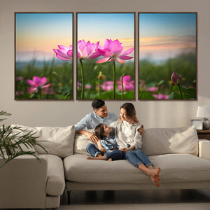 Pink Flower on the Mountain Canvas Print, Framed Pink Flower