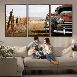 Old Rustic Classic Car Wall Art Canvas Print