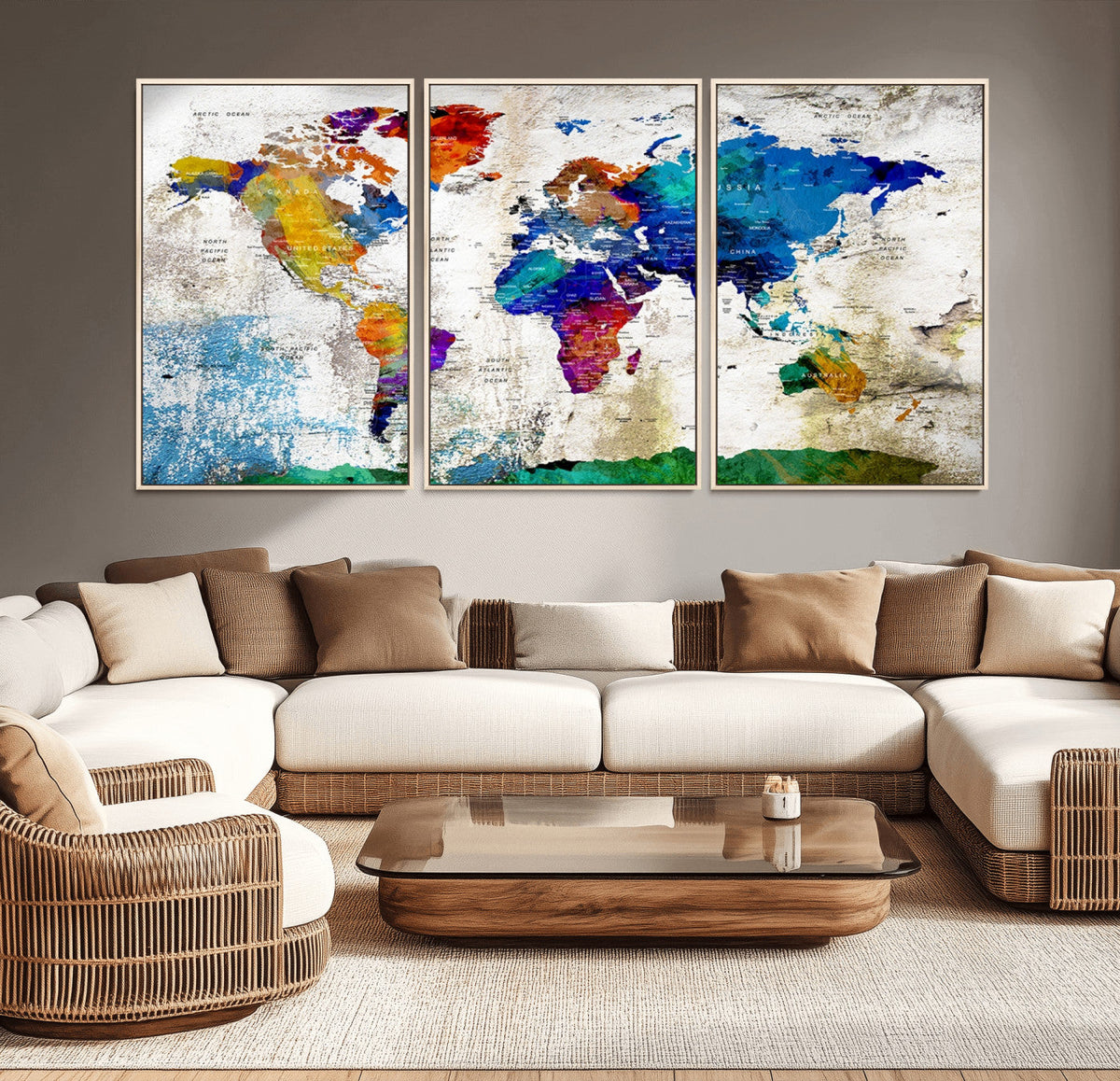 World Map Canvas Print – Framed Travel Map Wall Art for