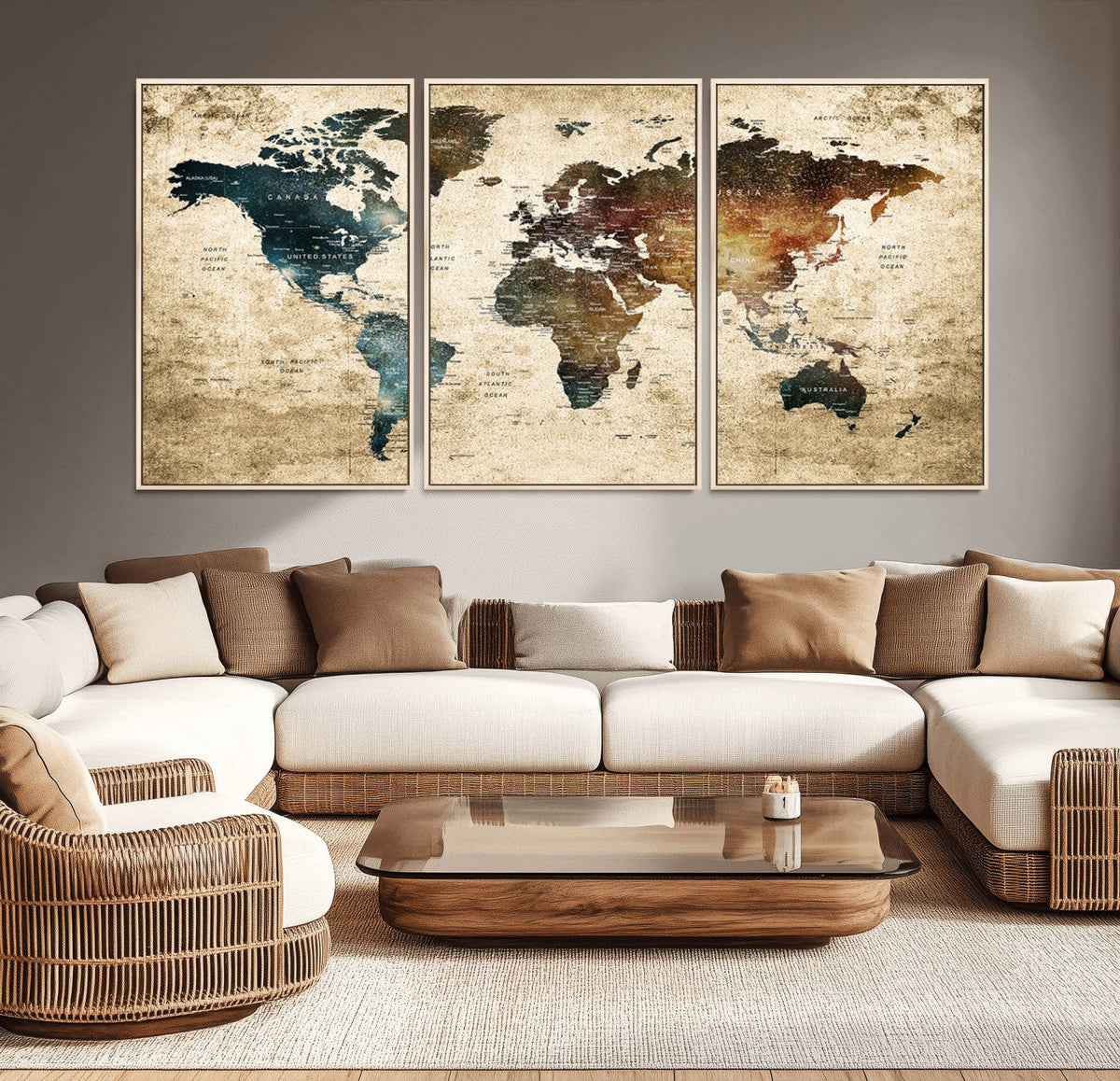 World Map Canvas Print – Detailed Map of the World Wall Art