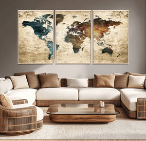 World Map Canvas Print – Detailed Map of the World Wall Art