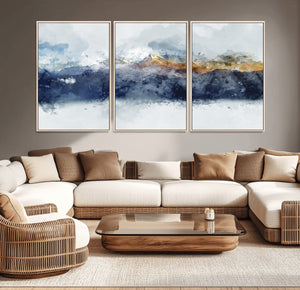 Abstract Mountain Range Art Canvas Print | 3 Panel