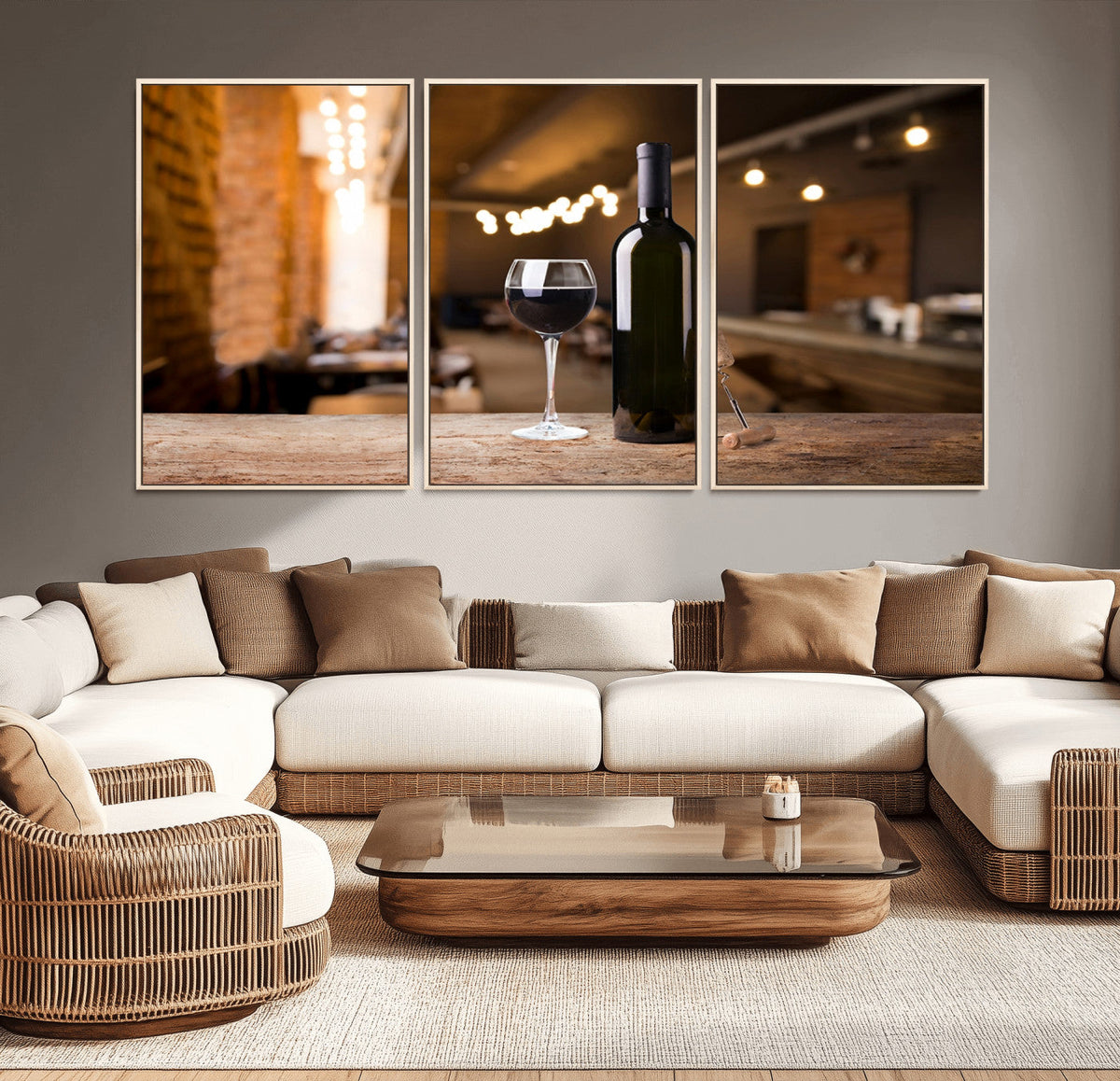 Wine and Bottle Wall Art Canvas Print